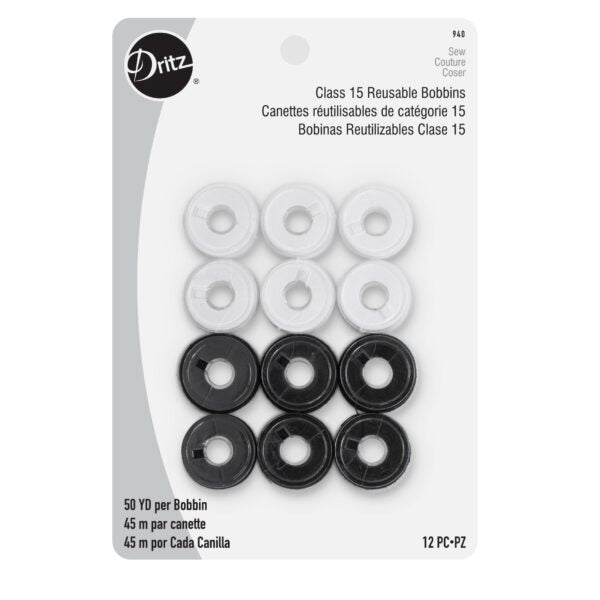 Set de Bobinas con Hilo Blanco y Negro 12 unidades - Dritz
